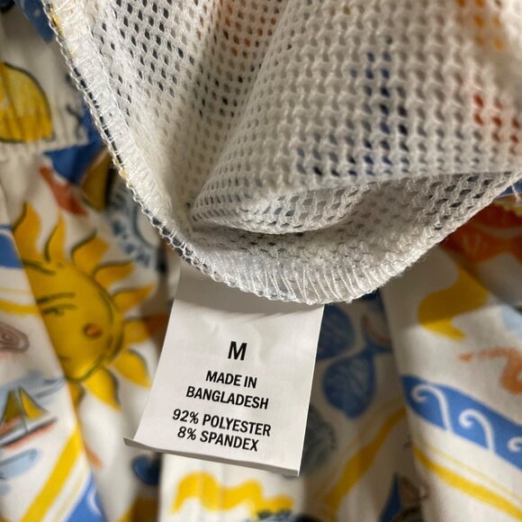 Edgar & Ash Mens Size Medium Swim Trunks With Drawstring Waist & Tropical Print - Picture 9 of 10